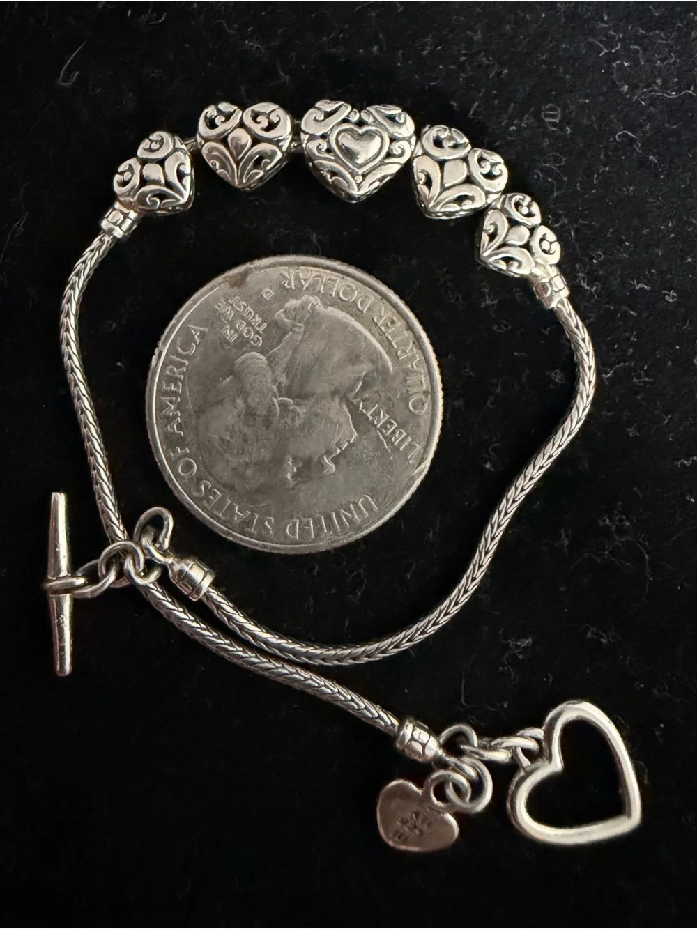Annika Witt 925 Sterling silver heart toggle bracelet. Designer